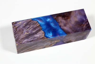 Knife Blank HybridWood Box Elder Burl purple stabilized - HybrWo3572