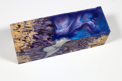 Knife Blank HybridWood Box Elder Burl purple stabilized - HybrWo3574