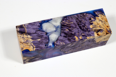 Knife Blank HybridWood Box Elder Burl purple stabilized - HybrWo3574