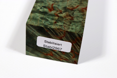 Messergriffblock Karelische Maserbirke grün stabilisiert - Stabi2967